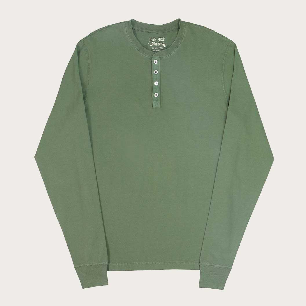 t-shirt henley manches longues - Vert foncé | FR t-shirt henley manches longues - Vert foncé | FR