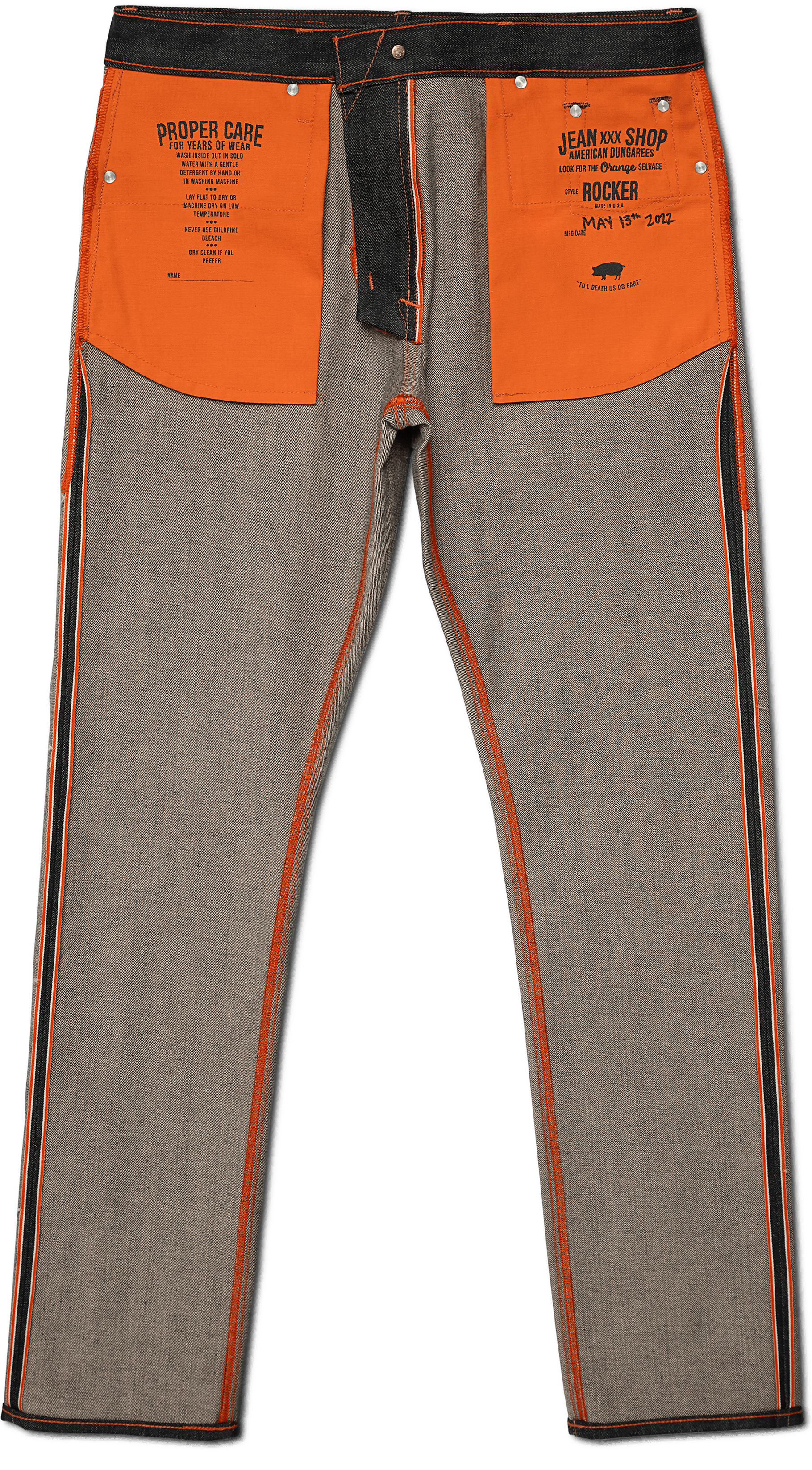 Jean Shop Rocker Denim Jean Orange 耳付き riri zipper USA製 ジーン 