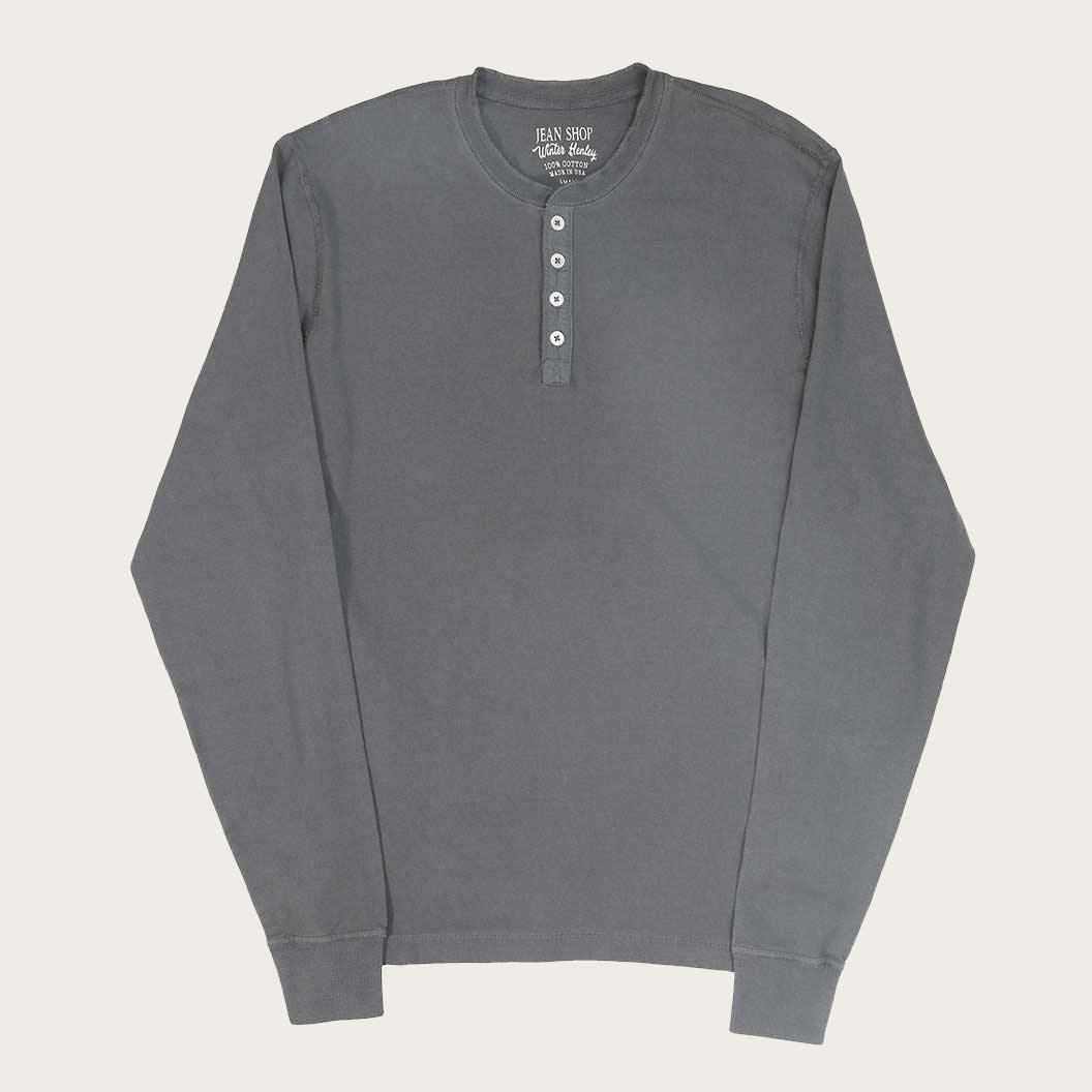 HEAVY WEIGHT LS HENLEY - STERLING GRAY