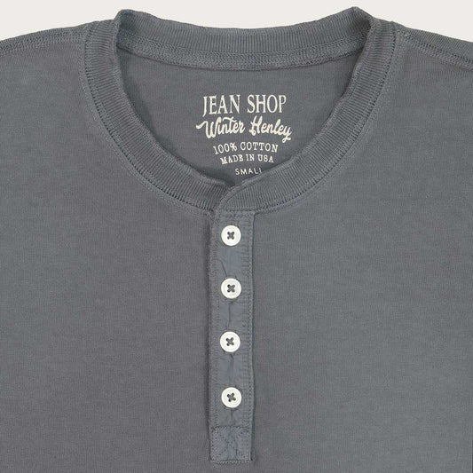 HEAVY WEIGHT LS HENLEY - STERLING GRAY