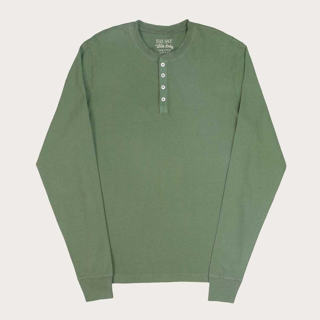 HEAVY WEIGHT LS HENLEY - GREEN