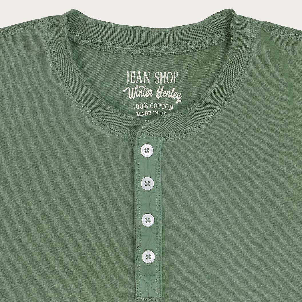 HEAVY WEIGHT LS HENLEY - GREEN